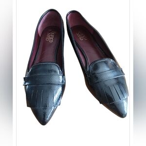 Franco Sarto Shiny Black Loafers for Women. Size: 9M